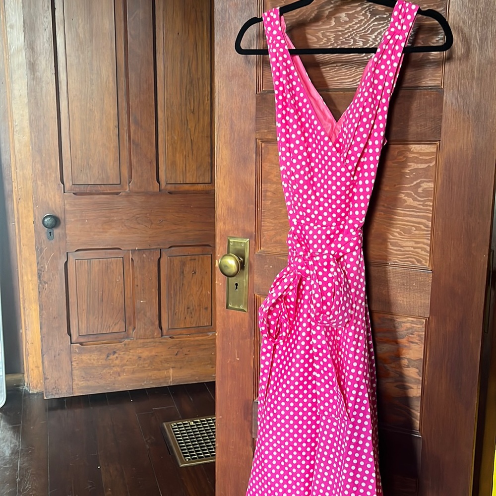 Pink and white polka dot dress, size XL